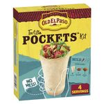 Old El Paso Tortilla Pockets Dinner Kit, Box Includes 8 Tortilla Pockets, 1 Pouch Mild Taco Sauce and 1 Packet Seasoning Mix, Just Add Meat and Toppings, 351 Grams Package