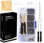 Foxbown Glasses Repair Tool Kit, 500 Pcs Spectacles Repair Screws with Mini Screwdriverc Set, Screws Nuts, Silicone Nose Pads, Tweezer, Glasses Cloth