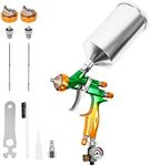 BEETRO HVLP Professional Gravity Feed Air Spray Gun, 280-320mm Wide Spray Pattern 1.3/1.4mm Nozzle with Air Control Valve, 1000ml Capacity 14CFM 29-32psi, 1/4 Adaptor and Filter