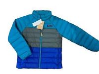 NWT Patagonia Kids Down Sweater Jacket Full Zip small (7-8) Belay Blue