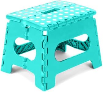 Casabella Kids Folding Step Stool 9" - Lightweight & Sturdy Foldable Step Stool for Kids & Adults - Non-Slip Plastic Folding Stool with Carry Handle, Ideal for Kitchen, Bathroom & Bedroom Teal