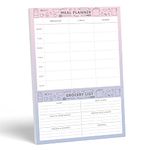 Sweetzer & Orange Meal Planner Pads - Purple & Pink Design Notepad Organizer for Weekly/Daily Food Planning - Tear-Off Grocery Shopping List, 2 Magnets for Hanging on Fridge Door - 7x10", 52 Sheets