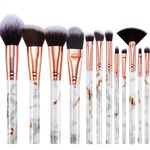 Makeup Brushes Start Makers Professional 12Pcs Marble Make Up Brushes Set with Foundation Powder Blending Eyeshadow Eyebrow Brush Set