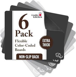 Extra Thick Flexible Plastic Cutting Board Mats with Food Icons & EZ-Grip Waffle Back, (Set of 6) Dishwasher Safe