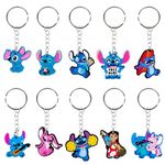 Keyring Cartoon Anime Keychain Pendant Sti- tch Silicone Figure Key Chain Keyrings Rings Kids Christmas Party Supplies Favors Bags fillers Novelty Toy Birthday Gift Boys Girls Key Charms Keychain Deko