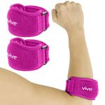 Vive Tennis Elbow Brace (Pair) - Rheumatoid Arthritis Strap For Bursitis, Golfers, Lateral & Medial Epicondylitis, Tendinitis - Padded Compression Arm Support Band (Pink)