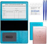 Redify All-in-one Passport and Vaccine Card Holder Combo 2 Pack - PU Leather Passport Holder with Vaccine Card Slot,Lightweight Passport Wallet for Women Men Kids, Travel Gifts Passport Cover Case