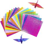 HAIKING Glitter Paper, 50 Sheets Shiny Rainbow Color Square Origami Paper, Craft Cardstock Paper for DIY Decoration, Craft Paper, Scrapbook Decor, Gift Wrapping(10 Colors)