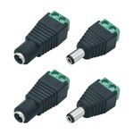 Cangfort 4 Pcs 12V Male+Female 5.5x2.1MM DC Power Jack Plug Adapter Barrel Connector for CCTV Security Camera Led Strip (Cangfort 4 Pcs 12V Male+Female 5.5x2.1MM)