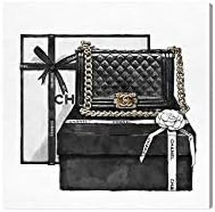 The Oliver Gal Artist Co. Oliver Gal 'Gifted Beauty' Black Fashion Wall Art Print Premium Canvas 16" x 16"