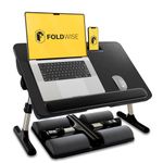 FoldWise 2-in-1 Bed Table & Lap Desk - Soft Cushions, Adjustable Height & Angle, Foldable with Wrist Rest, Tablet Holder, Edge Stopper & Laptop Table Non-Slip Leather, Ideal for Bed Desk, Sofa & Chair