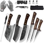 Chef Butcher Fish Knife Set, 12pcs High Carbon Steel Hand Forged Boning Carving Knife Set for Kitchen, Camping, BBQ