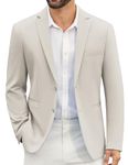 COOFANDY Men's Casual Blazer Slim Fit Suit Jackets Two Button Lightweight Knit Sport Coat, Light Grey, L