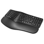 EDJO Ergonomic Wireless Keyboard Rechargeable, Bluetooth/2.4G Wireless Keyboard with Cushioned Wrist Rest, Multi-Device, Split Design, for Windows/Mac/Android/iOS