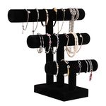 PowerKing 3 Tier Jewelry Organizer Stand, Detachable Bracelet Display Stand and Holder,Black Velvet Jewelry Display Organizer for Bracelet Watch