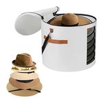 Hat Box Hat Storage Box with Lid 19'' Hat Storage Boxes for Women & Men Large Round Hat Boxes for Storage Foldable Felt Hat Boxes with Lids Stuffed Animal Toy Storage Bin with Lids (White)