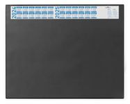 Durable Desk Mat with Annual Calendar Black | 65 x 52 cm | Pack of 1 | Anti-Glare Transparent Overlay Included | Ideal for Offices and Home Offices