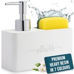 Dish Soap Dispenser Kitchen Dish Soap Holder for Kitchen Sink – Dishwasher Dispenser for Kitchen Soap Organizer - Kitchen Liquid Dispenser with Sponge Dishwasher Soap Dispenser Kitchen Decor (White)