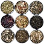 Heavenly Tea Leaves Organic Wellness Tea Sampler, 9 Assorted Loose Leaf Teas & Herbal Tisanes (Approx. 90 Servings) - Great Hot or Iced, Gift Variety Pack, High & No Caffeine Teas, Health & Immunity