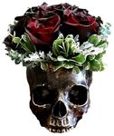 Ebros Gift Bronzed Day of The Dead Skull Bowl Figurine 7" Long Skeleton Head Gardening Planter Sculptural Vessel Treat Container Decorative Bowl