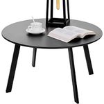 Meluvici Patio Coffee Table, Metal Steel Outdoor Round Table Weather Resistant Anti-Rust Outdoor Table(Black)