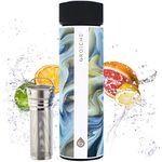 GROSCHE Chicago Soft Touch (Saturn) Fruit Infuser Water Bottle Double Walled Tea Infuser Bottle Vacuum Insulated Stainless Steel Water Bottle Vacuum Flask 450 ml/ 15.2 fl. Oz Extra Long Tea Infuser