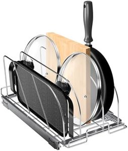 VEVOR Pan and Pot Rack, Expandable Pull Out Under Cabinet Organizer, Cookie Sheet Baking Pans tray Organization, Adjustable Wire Dividers, Steel Lid Holder for Kitchen Cabinet & Pantry Storage, 8.5"W