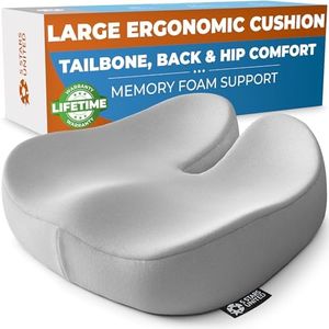 Seat Cushion for Office Chair - Tailbone Pressure Relief Cushion - Coccyx, Lower Back, Hip, Butt, Sciatica Pain Relief Pillow - Memory Foam Chair Cushions for Desk Chairs, Car Seats, Wheelchairs