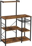 Vasagle Baker’s Rack with Shelves, Microwave Stand with Wire Basket, 6 S-Hooks, Kitchen Shelf, Utility Storage for Spices, Pots, and Pans, Rustic Brown