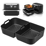 Pietuley Large Air Fryer Silicone Liners for Ninja Flex Drawer Air Fryer Accessories AF500UK/ Ninja Foodi Flexdrawer Dual Air Fryer 10.4L, Ninja AF500UK Accessories 10.4 Litre Inserts (2PCS, Black)