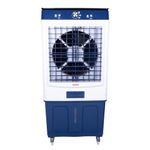 Cine Gold Everest 90 LTRS Heavy Duty Tower Air Cooler For Home/Office With Honeycomb Cooling, Powerful Air Throw & 3-Speed Control With Ice Toughened Glass Top Chamber (White & Navy Blue)