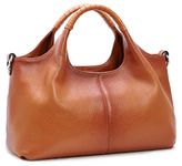 Iswee Fashion Women Tote Bag Handbag Shoulder Bag Crossbody Shopping Bag Daily Bag Genuine Leather (Sorrel)