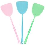 TYPHEERX Fly Swatter, 3Pcs Plastic Fly Swat Insect Mosquito Wasp for Flies, Green, Pink and Blue