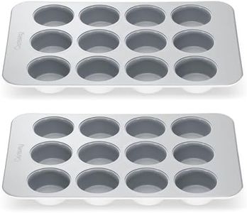 Caraway Non-Stick Ceramic 12-Cup Muffin Pan Duo - Naturally Slick Ceramic Coating - Non-Toxic, PTFE & PFOA Free - Perfect for Cupcakes, Muffins, and More - White