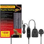 DERNORD Heat Mat with Thermostat - 16W Reptile Heat Pad with Thermostat Control Combo Set for Snake Bearded Dragon Lizard Crested Gecko Vivarium Heater