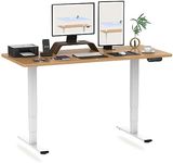 FLEXISPOT E5 140x80cm Electric Standing Desk Dual Motors 3 Stage Height Adjustable Desk One Piece Desktop FSC Certification Sit Stand Desk Stand Up Desk with Memory Smart Pannel(White Frame+Maple Top)