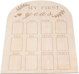 My First Year Photo Display Wood Board, Practical 12 Months Newborn Picture Frame, Lovely First Year Milestone Board for Baby Shower, Baby Birthday, Nursery Decorations