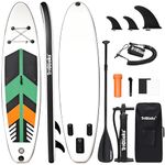 Triclicks 10ft Stand Up Paddle Boards Inflatable SUP Board Surfboard - Beginner's Kit. Adjustable Paddle, Air Pump With Pressure Guage, Fin, Repair Kit, Premium Leash & Rucksack (Style 9)