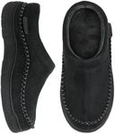 Zigzagger Men's Slip On Moccasin Slippers, Indoor/Outdoor Warm Fuzzy Comfy House Shoes, Fluffy Wide Loafer Slippers,Jet Black, 9-10 D(M) US
