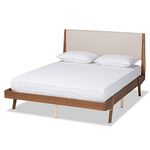 Baxton Studio Senna Beds (Platform), Queen, Beige/Walnut Brown