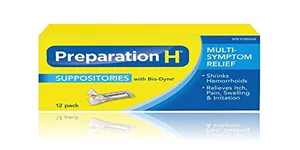 Preparation H Multi-Symptom Hemorrhoid Treatment Suppositories with Bio-Dyne, 12-Count