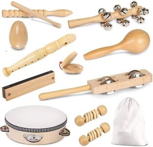 Toddler Musical Instruments International Natural Wooden Percussion Instruments Toy for Kids Preschool Educational, Musical Toys Set for Boys and Girls with Storage Bag