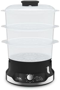 Tefal UltraCompact VC2048 Vaporera eléctrica de 9 L, 800 W, tres bandejas independientes sin BPA, temporizador hasta 60 min, bol de arroz, cocción saludable, soporte para cocer huevos, compacta