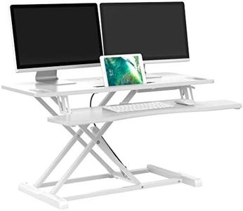 bonVIVO Sit-Stand Workstation, Höhenverstellbarer Schreibtisch-Aufsatz Mit Integrierter Gasfeder, Sitz-Steh-Schreibtisch Aufsatz Für Bürotisch & Computertisch, Stehtisch Schreibtisch Erhöhung, Weiß