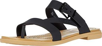 crocs Women's Tulum Post Toe W Black/Tan Fashion Sandal-3 UK (W5) (206108)5 US