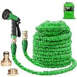 Suplong 100ft Expandable Garden Hose, Expanding Hose Pipe with 1/2",3/4" Fittings,Lightweight Garden Hose Expandable with 8 Function Spray Nozzle (100ft, Green)