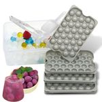 Mini Round Ice Cube Moulds with Lid and Storage, Plastic Ice Ball Maker, Ice Trays for Freezer, 32PCS Small Ice Cubes for Cocktail Whiskey Tea or Food Freezer (3Ice Trays & Ice Bin & Ice Scoop)