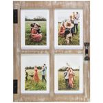 GLM Farmhouse Window Frame Holds Four 4x6 and 5x7 Photos, Farmhouse Picture Frames With Mat and Glass, Photo Collage Frame and Rustic Farmhouse Decor (Brown)