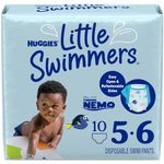 Huggies Little Swimmers Disposable Swim Diapers, Swimpants, Size 5-6 Large (over 32 lb.), 10 Ct. (Packaging May Vary)