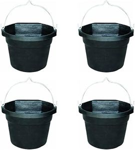 Farm Innovators Rubber 3 Gallon Flat Back Heated Bucket with Metal Handle, Built in Thermostat, and Concealed Heating Element, 70 Watt (4 Pack)